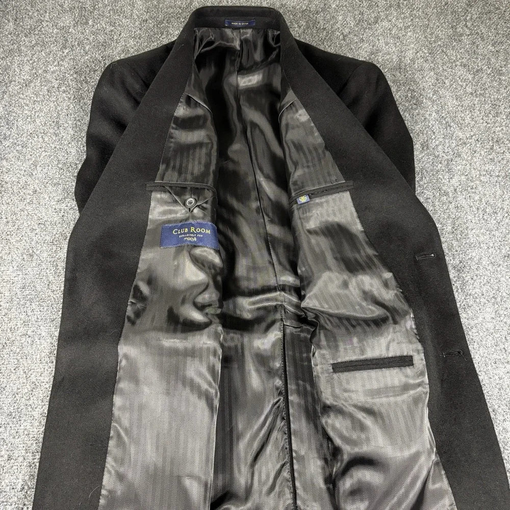 Club Room Blazer Mens 42R Black Wool Silk Cashmere Sport Coat 2-Button Jacket